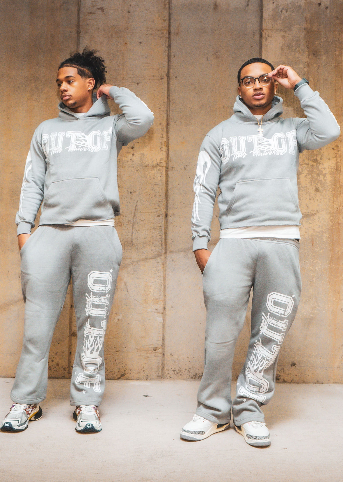 OOTU Gray & White Acid Wash Cropped Hoodie.