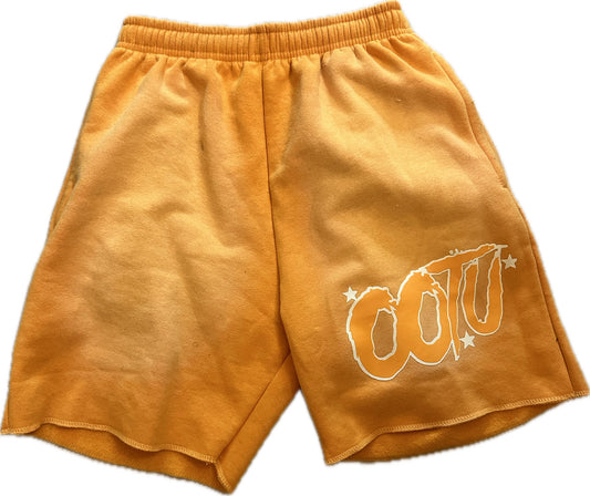 OOTU Orange Acid Wash Shorts.