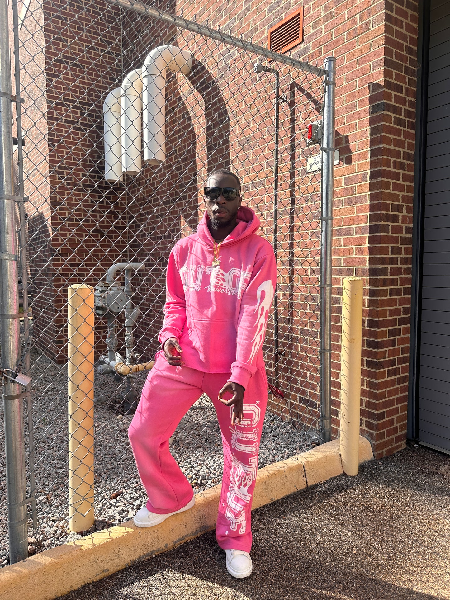 OOTU Pink & White Acid Wash Cropped Hoodie.