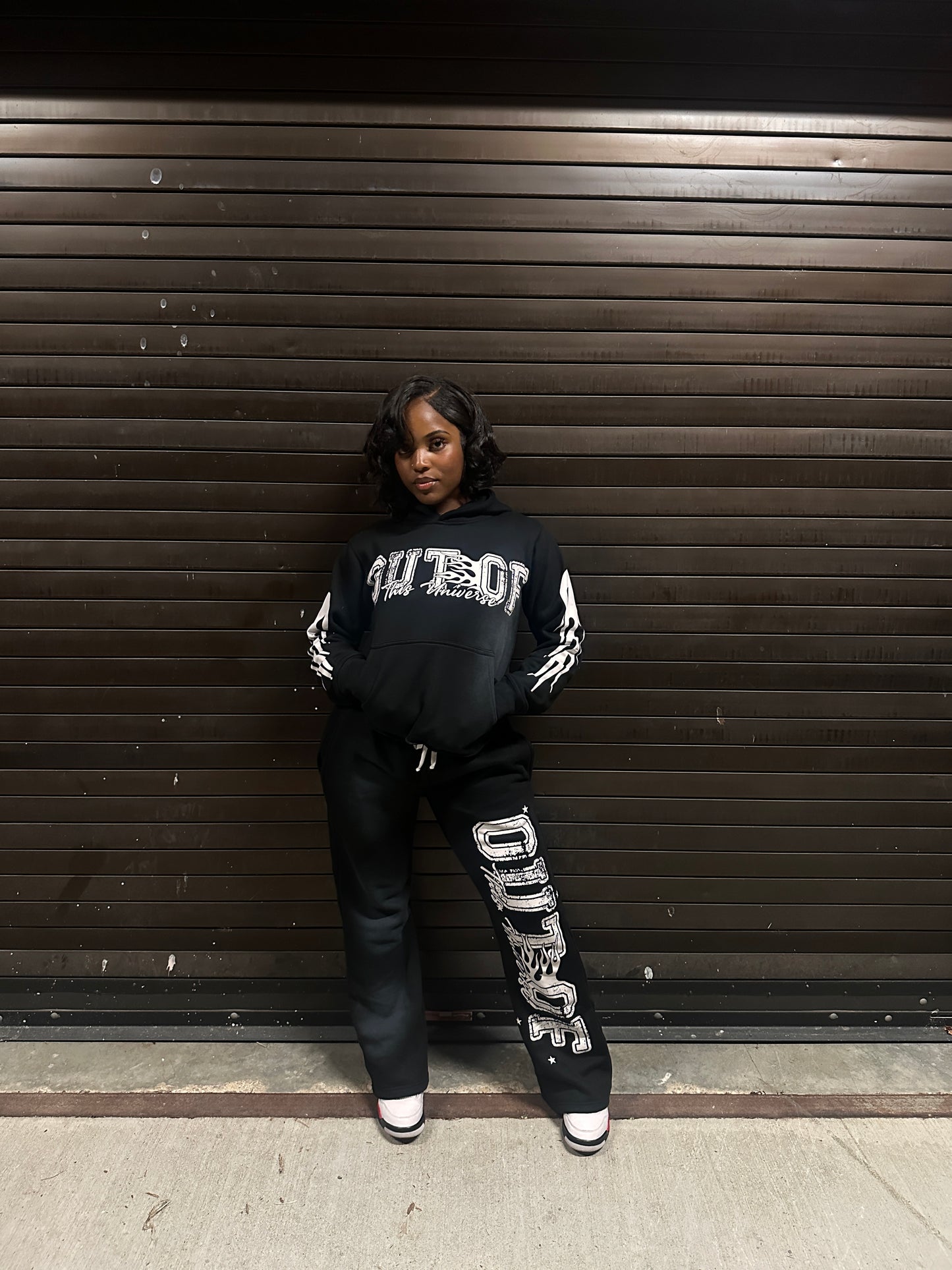 OOTU Black & White Acid Wash Cropped Hoodie.