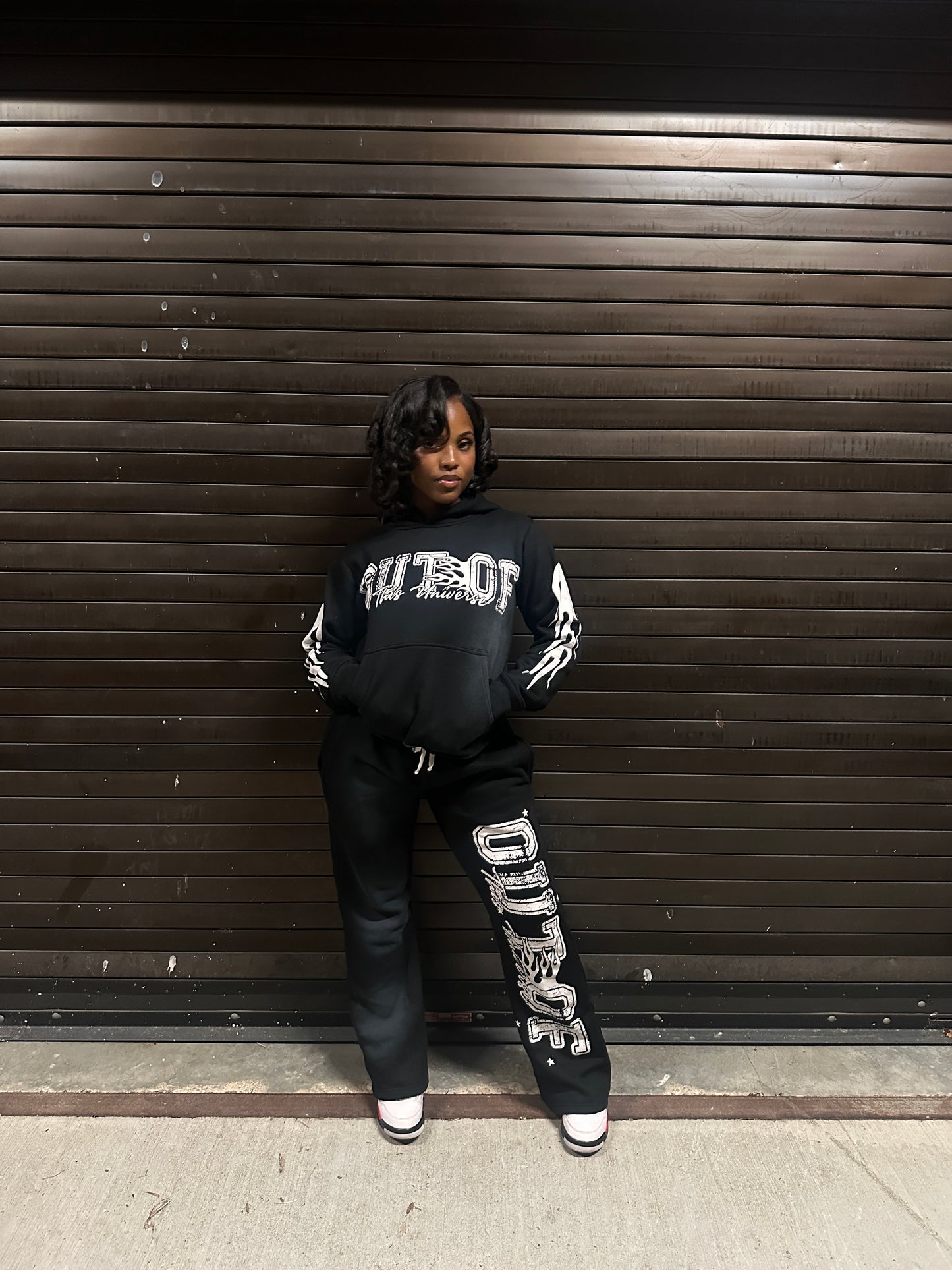 OOTU Black & White Acid Wash Cropped Hoodie.