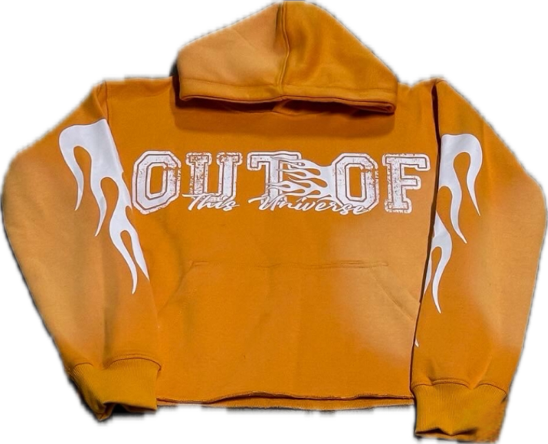 OOTU Orange & White Acid Wash Cropped Hoodie.