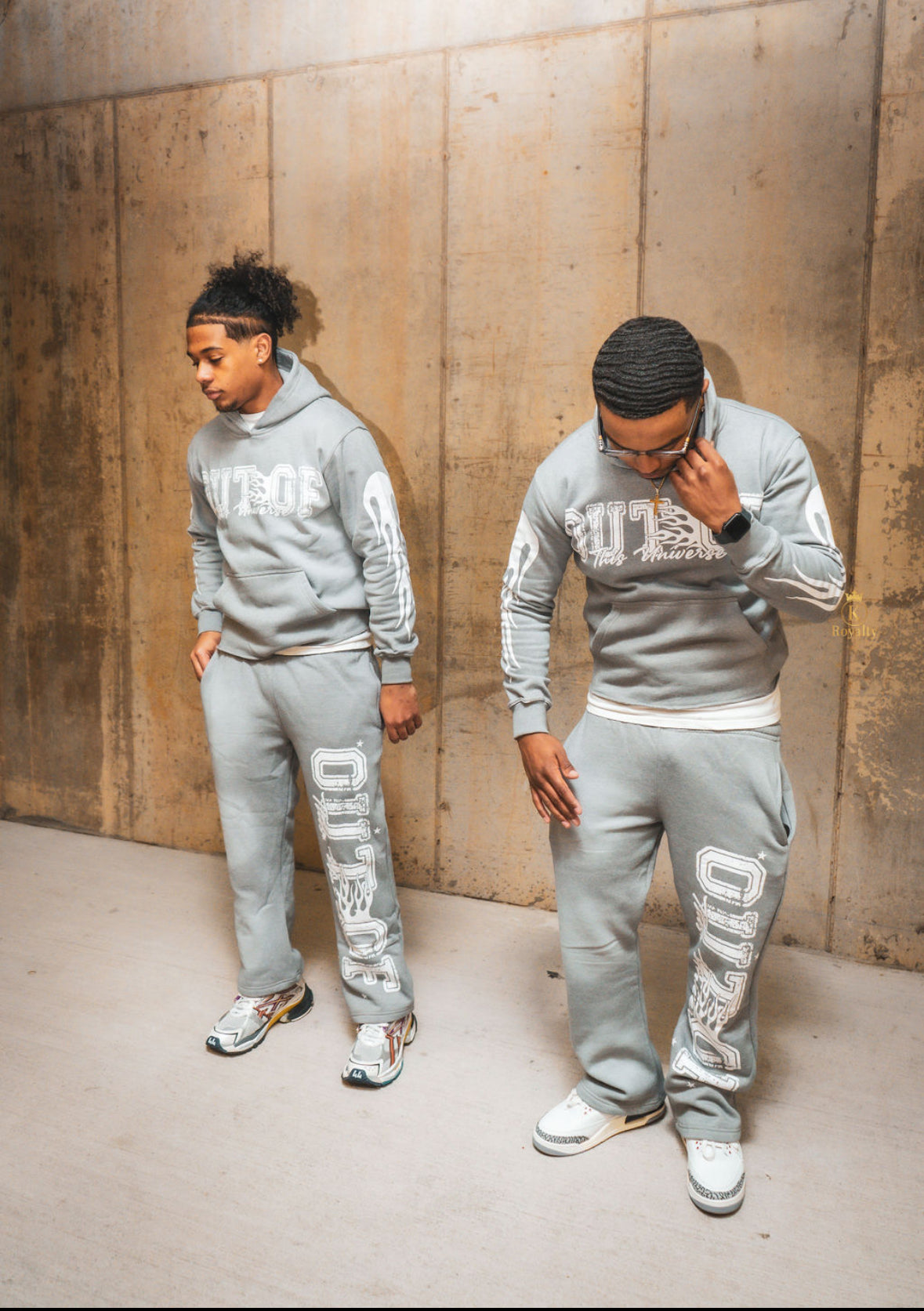 OOTU Gray & White Acid Wash Cropped Hoodie.