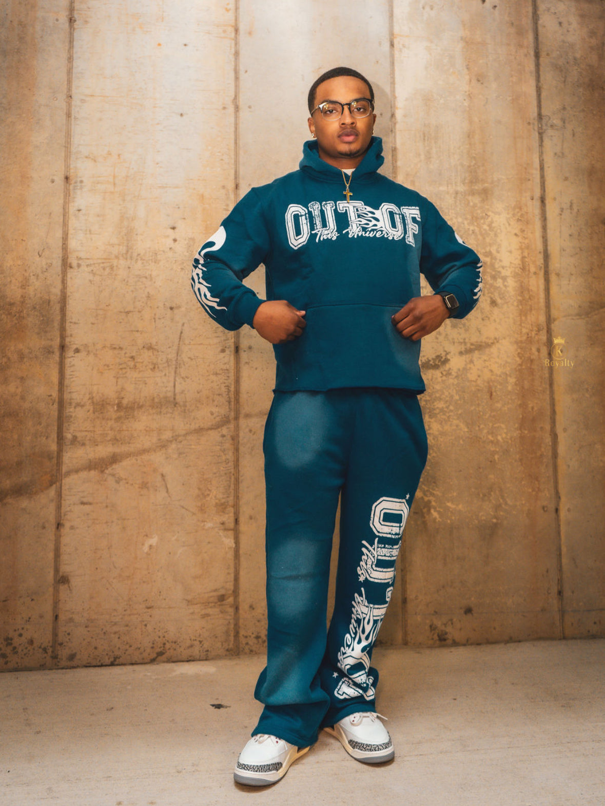 OOTU Blue & White Acid Wash Cropped Hoodie.