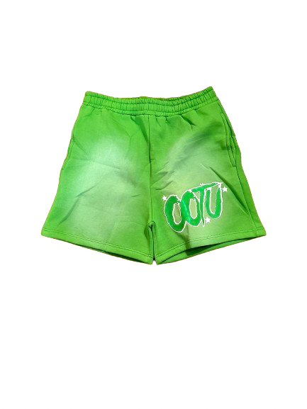 OOTU green Acid Wash Shorts.