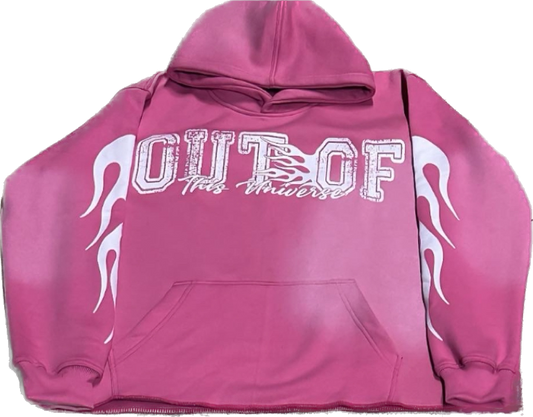 OOTU Pink & White Acid Wash Cropped Hoodie.