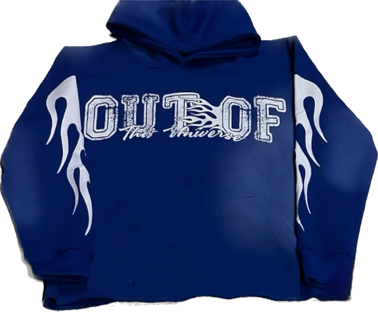 OOTU Blue & White Acid Wash Cropped Hoodie.